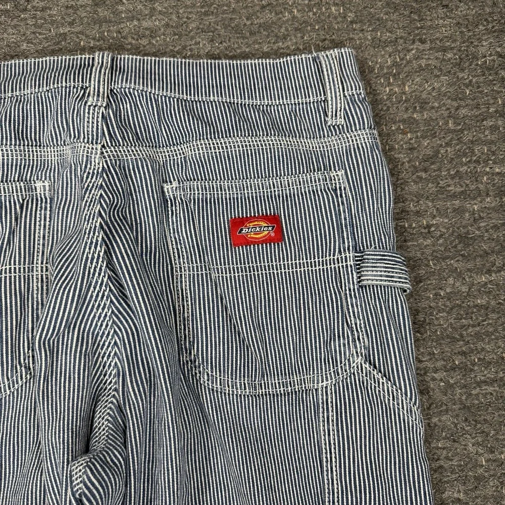Dickies Carpenter Pants Women 29 Hickory Railroad Stripe Ankle Hipster Workwear